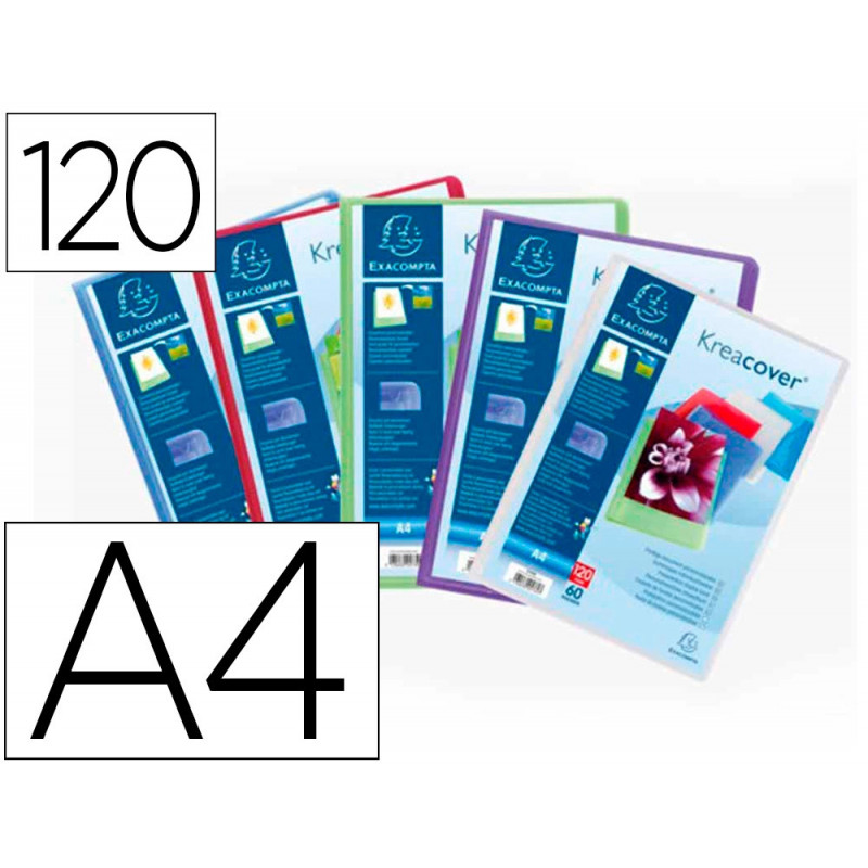 Protege-documents personnalisable exacompta polypropylene semi-rigide 24x32cm 120 vues coloris