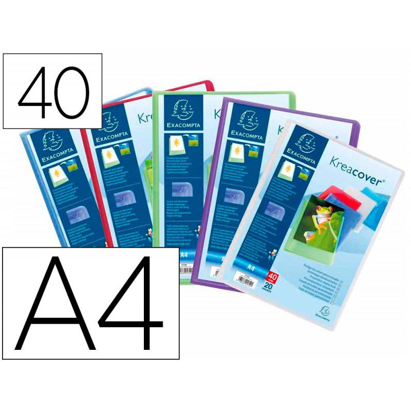 Protege-documents exacompta kreacover chromaline polypropylene semi-rigide 24x32cm 40 vues coloris