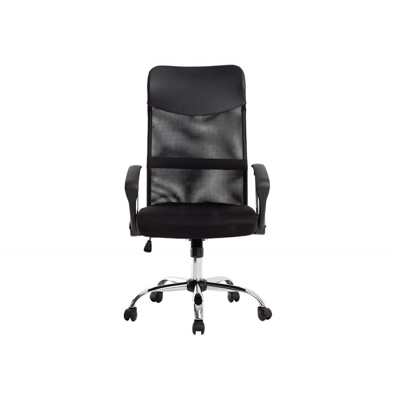 Chaise direction q-connect imitation cuir et maille base metal maximum supporte 130kg 1110+100x640x610mm noir