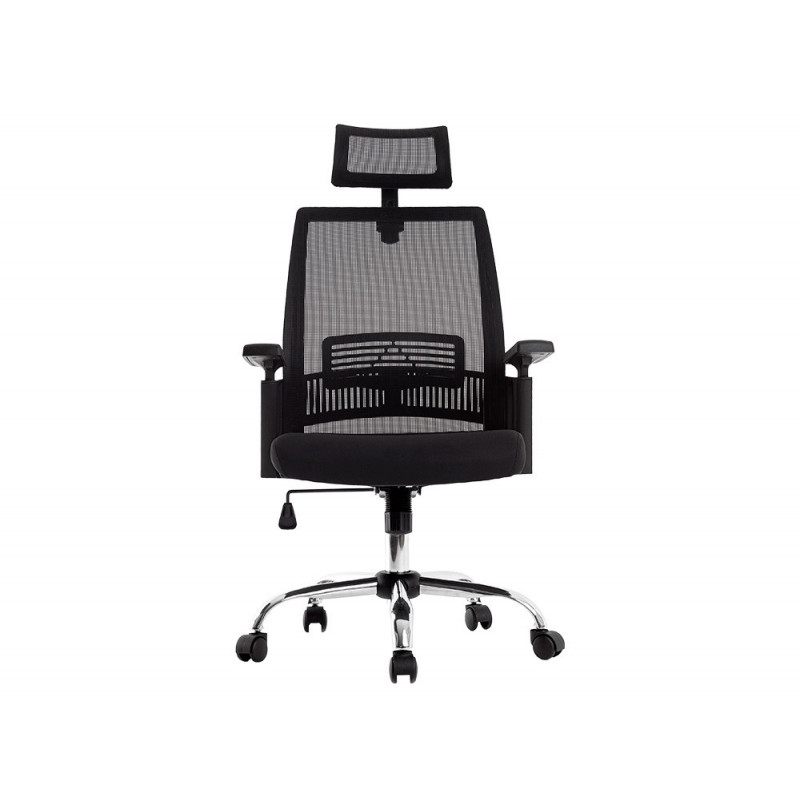 Chaise direction q-connect maille base metal repose-tete ajustable maximum supporte 130kg 1140+75x610x620mm noir