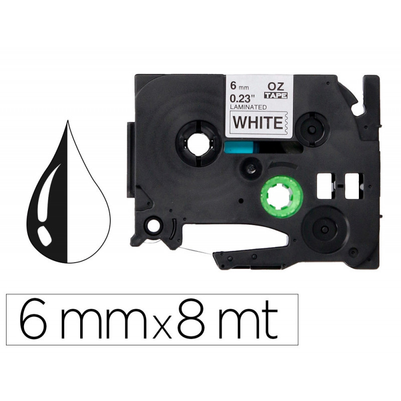 Ruban titreuse q-connect tze-211 blanc-noir 6 mm x 8 mt oze-211