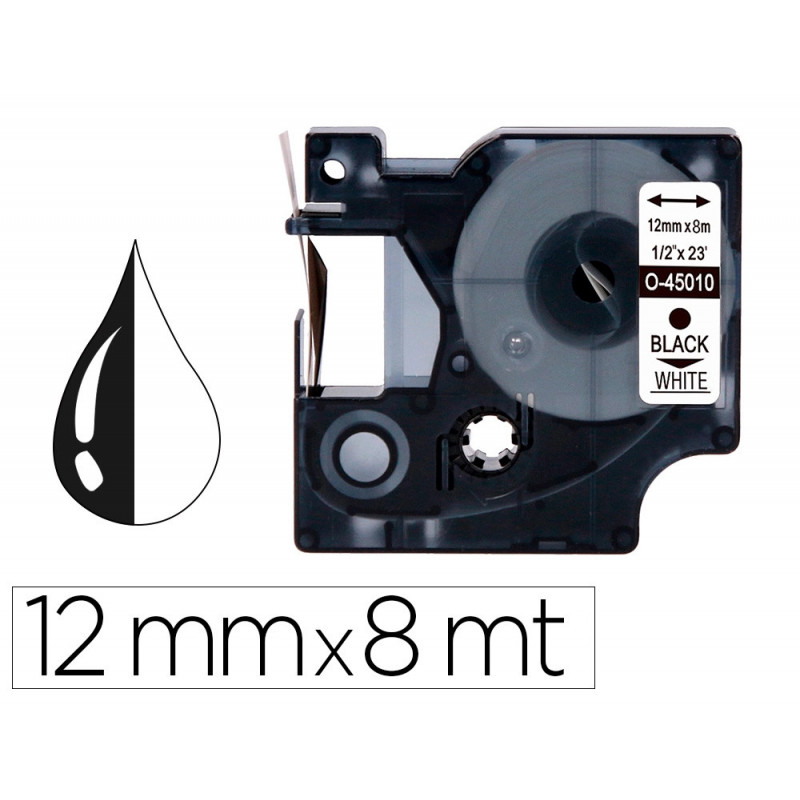 Ruban titreuse q-connect mk-221 blanc-noir 9mm x 8 mt compatible brother
