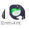 Ruban titreuse q-connect 12mm x 4 mt noir-blanc support papier letratag 091200
