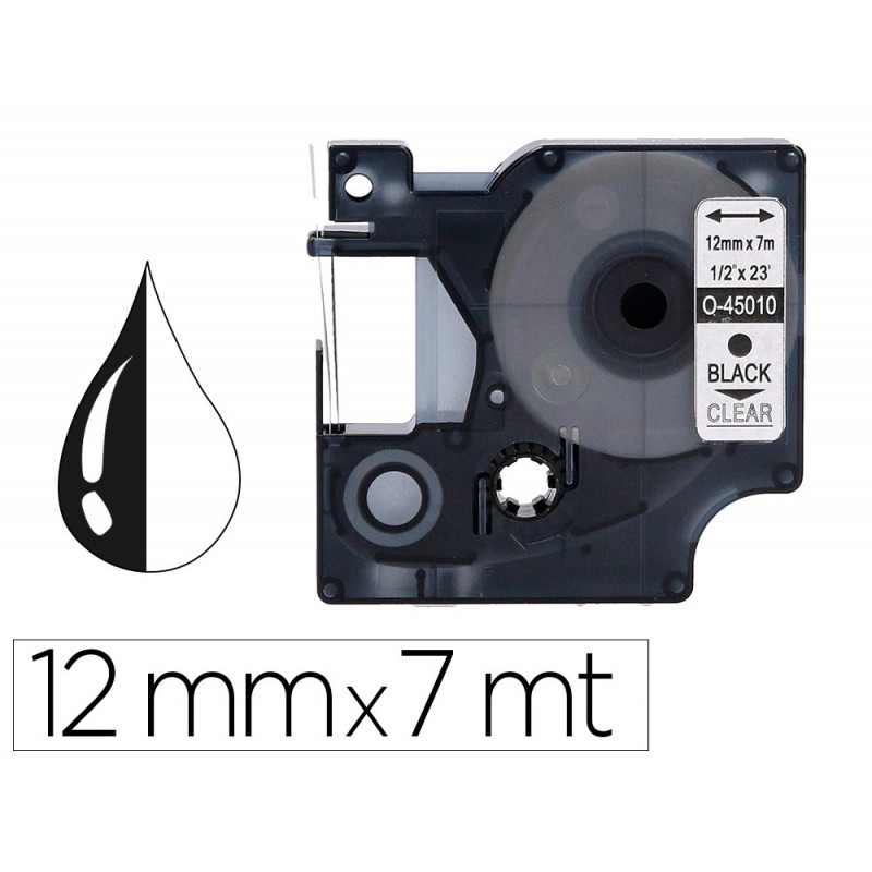 Ruban q-connect noir-transparent 12mm x 7mt d1 0-45010