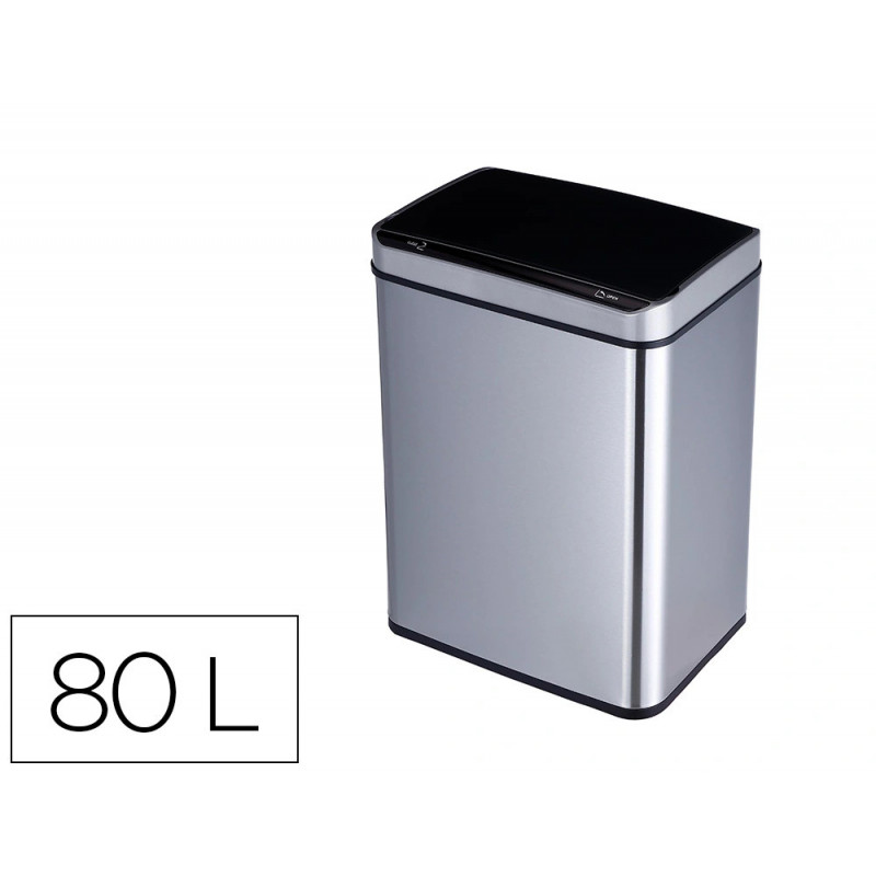 Poubelle q-connect metallique ouverture automatique capacite 80l