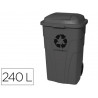 Poubelle conteneur q-connect plastique avec couvercle capacite 240l coloris gris dim. 1040x610x610mm avec