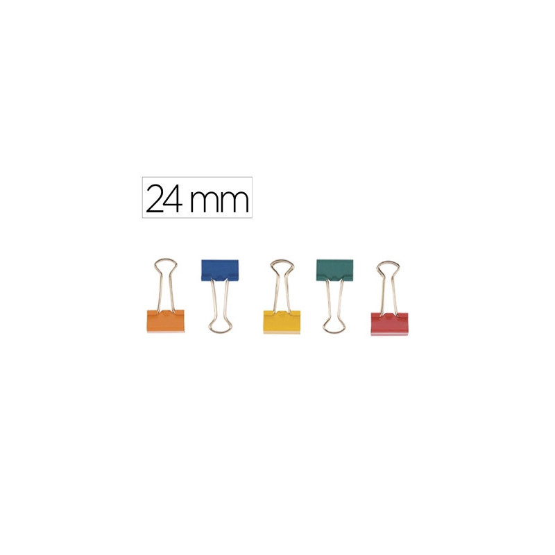 Pince q-connect double clip largeur 24mm boite carton 10 unites coloris assortis