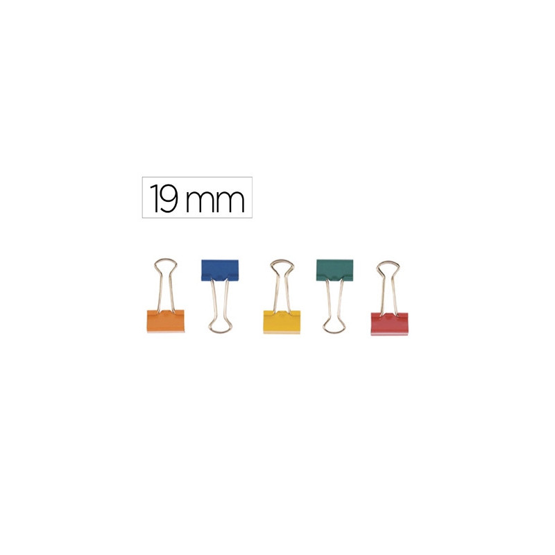 Pince q-connect double clip largeur 19mm boite carton 10 unites coloris assortis