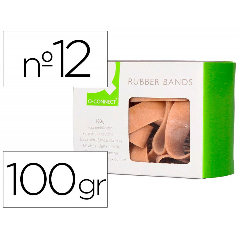 Bracelet caoutchouc q-connect n.12 120x10mm boîte fenêtre de 100g