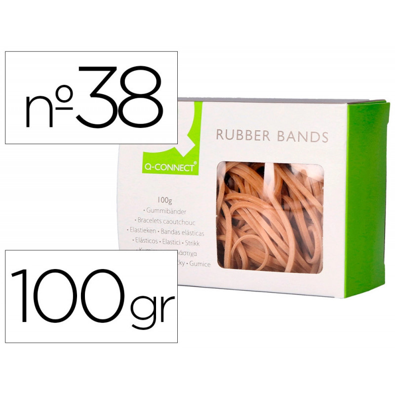 Bracelet caoutchouc q-connect n.15 150x3mm boîte fenêtre de 100g