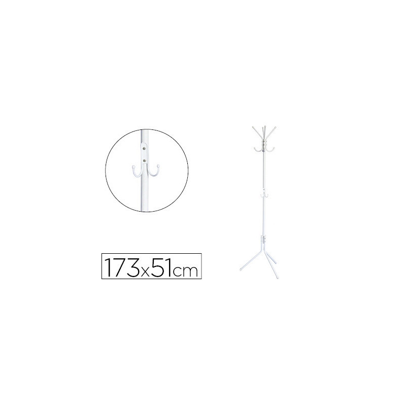 Porte-manteaux q-connect métallique 8 patères hauteur 173cm coloris blanc