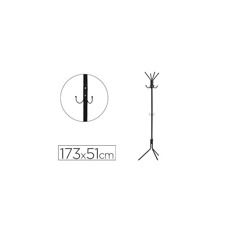 Porte-manteaux q-connect métallique 8 patères hauteur 173cm coloris noir