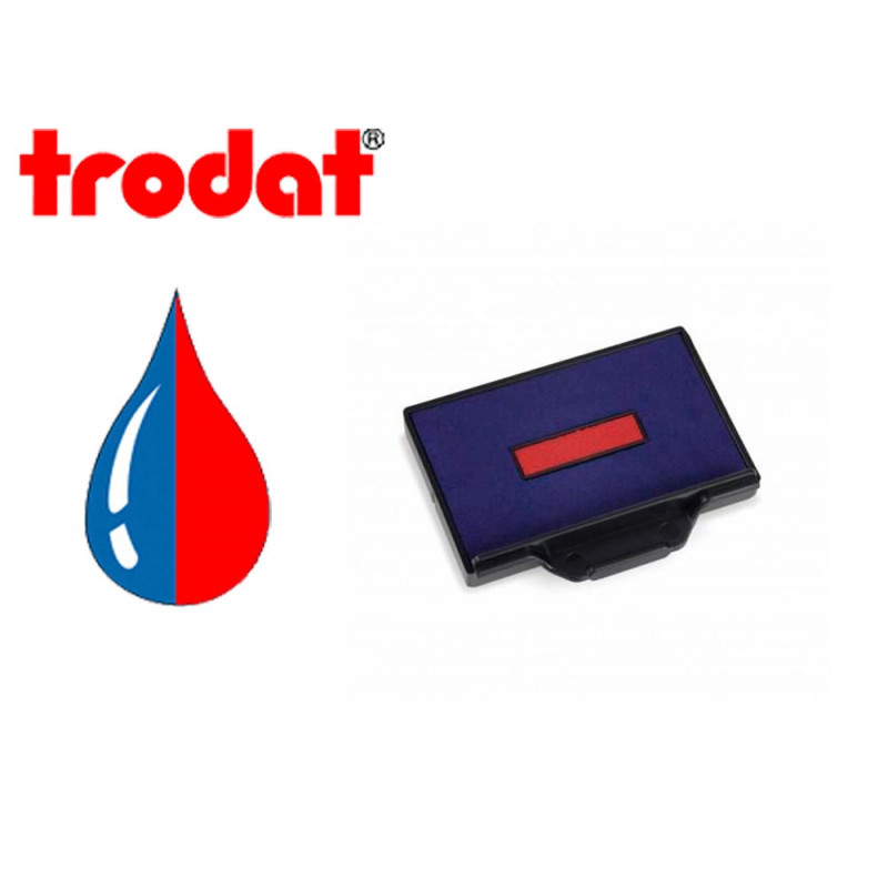 Cassette encrage bicolore trodat 6/58/2 pour tampon encreur 5480 coloris bleu/rouge