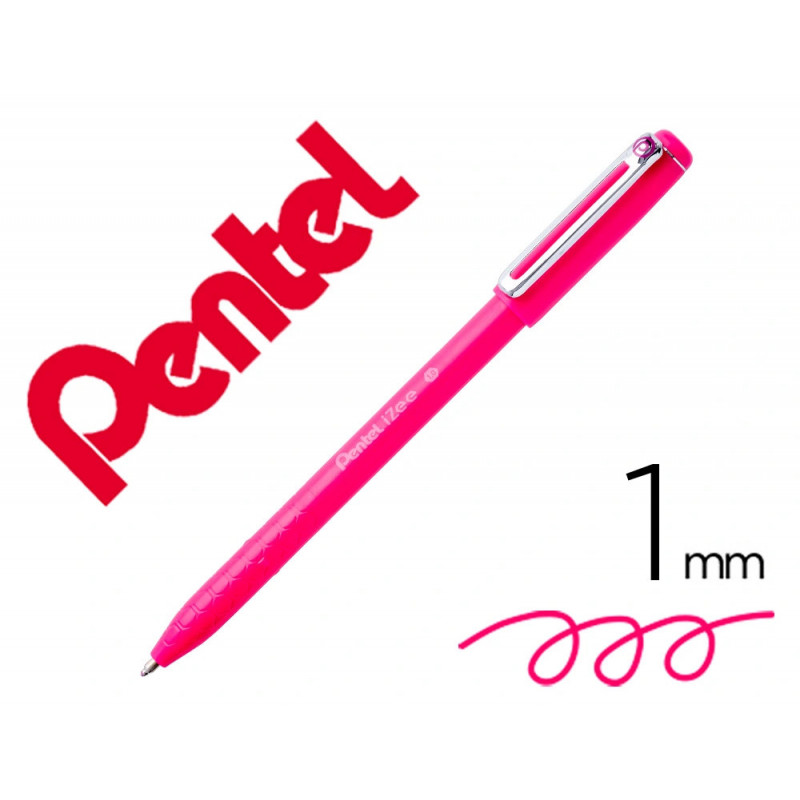 Stylo-bille pentel izee retractable ecriture moyenne pointe 1mm encre faible viscosite rechargeable rose