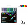 Marqueur posca pc5m gouache base eau couvrante inodore pointe conique moyenne colorisassortis 8un pc5m/8a ass14