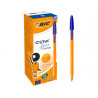 Stylo-bille bic cristal corps hexagonal orange transparent encre bleue visible pointe fine 0,8mm pack 90 + 10un