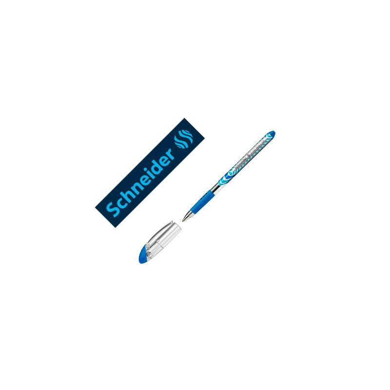 Stylo-bille schneider slider basic viscoglide trait moyen grip caoutchouc sechage rapide neutre en co2 couleur bleu