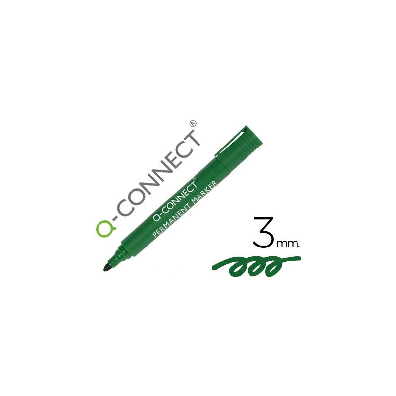 Marqueur q-connect permanent pointe ogive tracé 3mm résistante corps plastique coloris vert