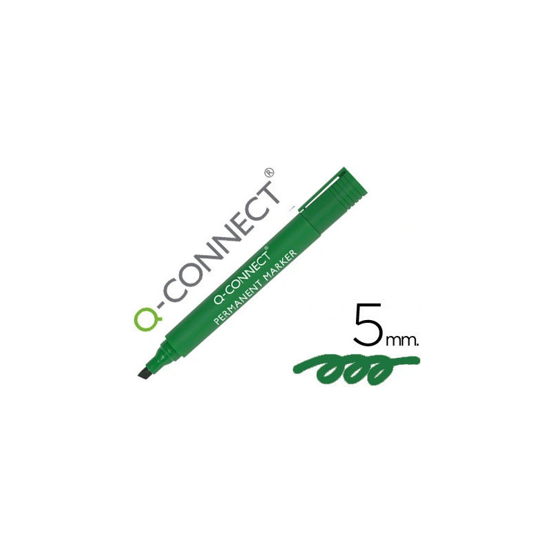 Marqueur q-connect permanent pointe biseautée tracé 5mm résistante corps plastique coloris vert