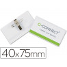 Badge q-connect pvc rigide transparent pince ou épingle format 40x75mm carte visite