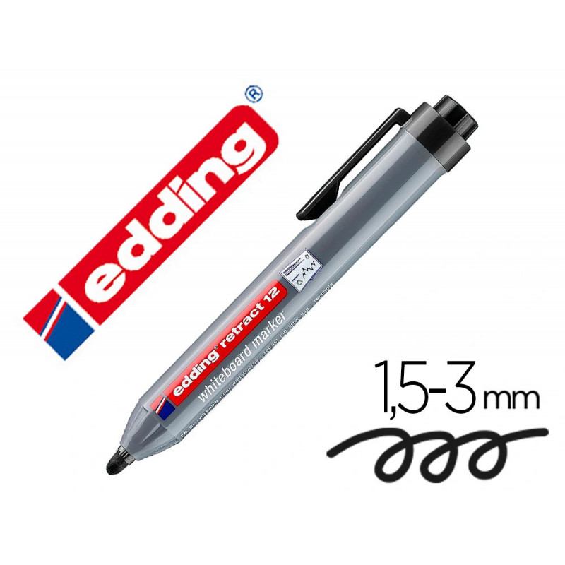 Marqueur edding e12 tableau blanc rétractable rechargeable pointe ogive 1.5/3mm effaçable à sec pochette 4 unités