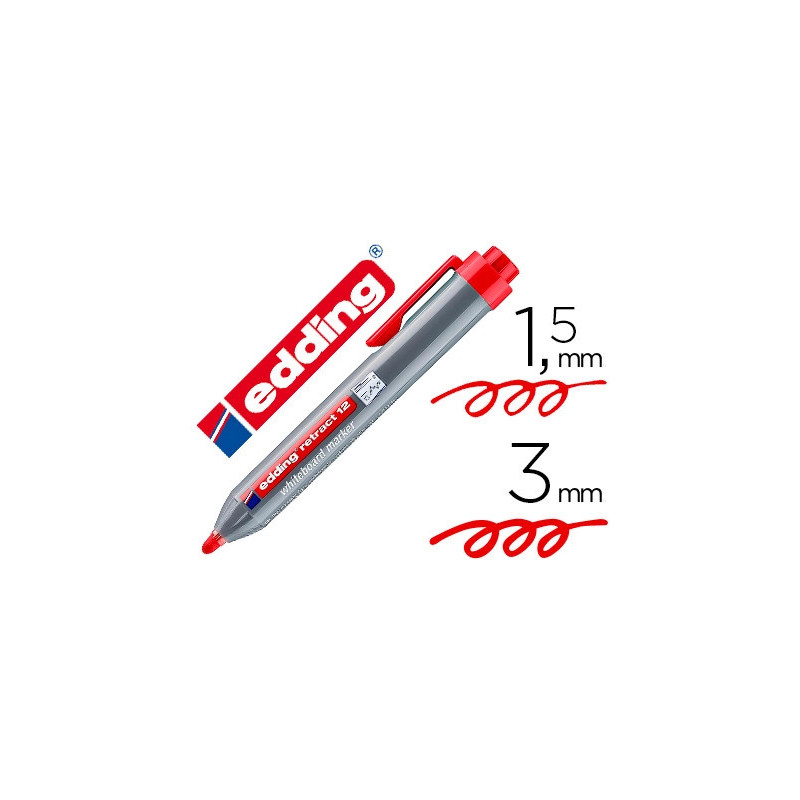 Marqueur edding e12 tableau blanc rétractable rechargeable pointe ogive 1.5/3mm effaçable à sec coloris rouge