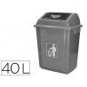 Poubelle q-connect plastique couvercle basculant ouverture facile 2 poignées 40l 410x280x610mm coloris gris
