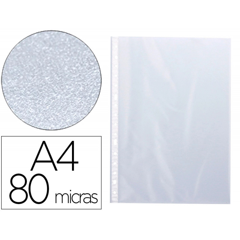 Pochette q-connect polypropylène lisse 8/100e perforée a4 cristal antistatique sachet 10 unités