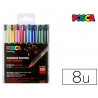 Marqueur posca pc1mr gouache encre inodore toutes surfaces pointe ultra-fine conique coloris basiques 8 unités