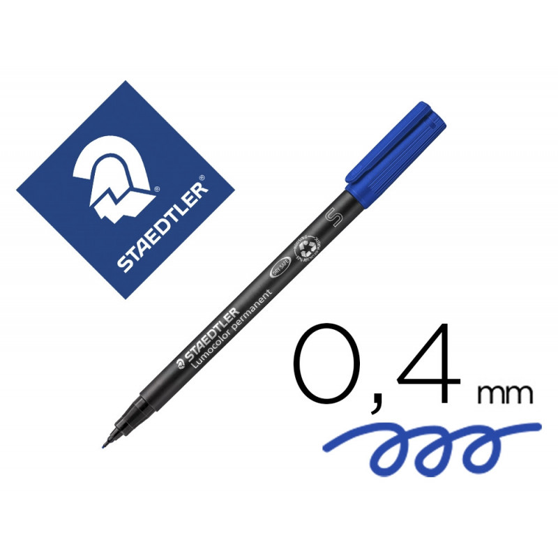 Stylo-feutre staedtler lumocolor permanent pointe extra fine multi-supports séchage immédiat résistant eau coloris bleu