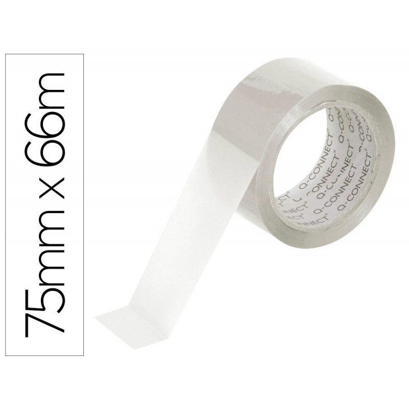 Ruban adhesif q-connect polypropylene pour emballage 45 microns 66mx75mm coloris transparent