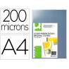 Plat couverture q-connect pvc 200 microns a4 relieurs spirales peignes anneaux incolore paquet 100 unités