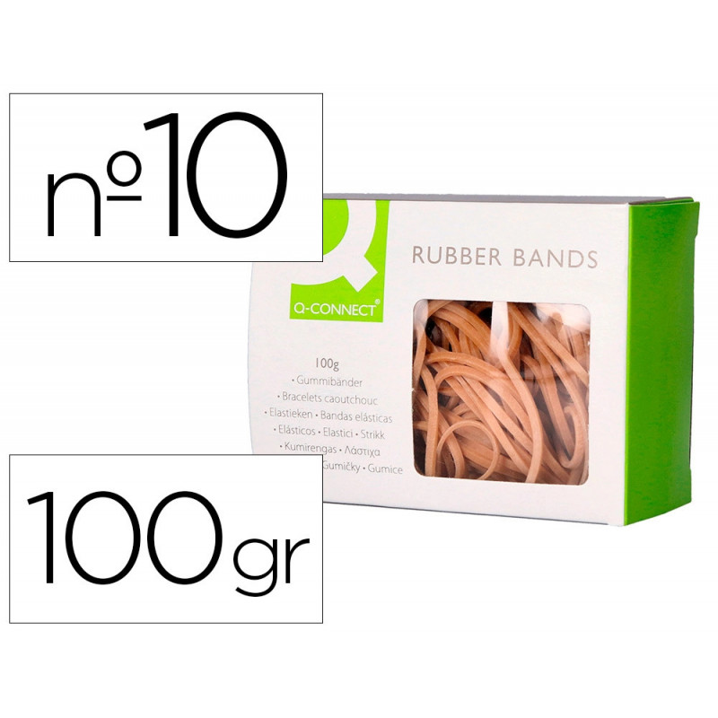 Bracelet caoutchouc q-connect n.10 100x2mm boîte fenêtre 100g