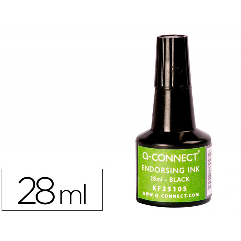 Encre à tampons q-connect pour feutre ou mousse coloris noir flacon 28ml