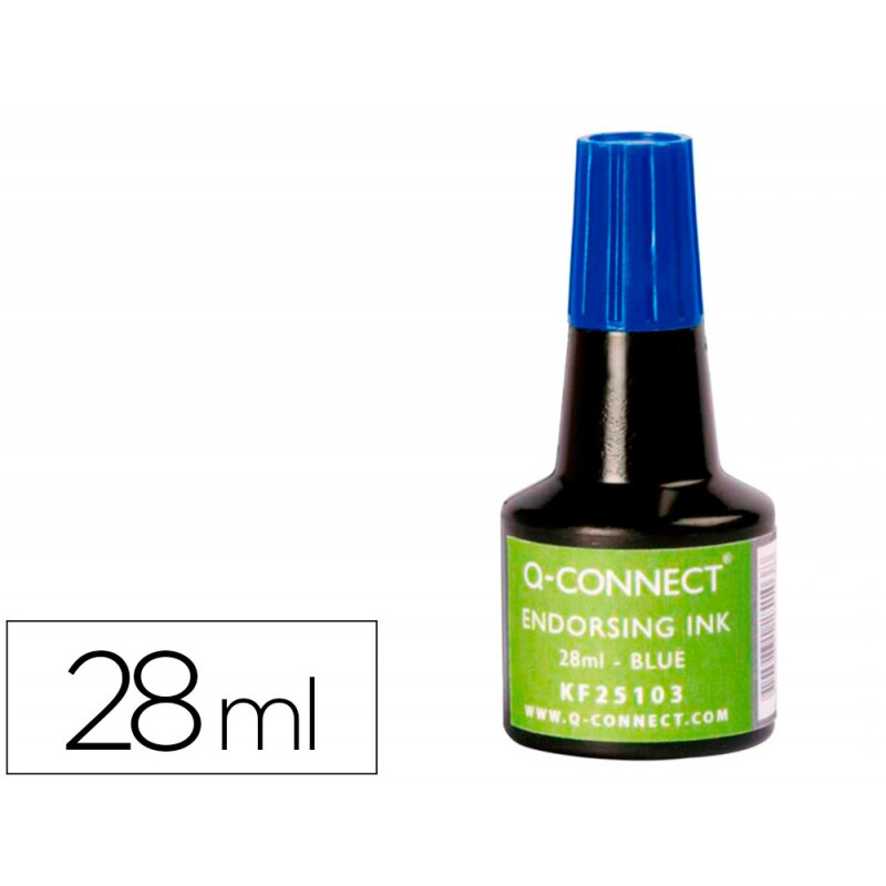 Encre à tampons q-connect pour feutre ou mousse coloris bleu flacon 28ml
