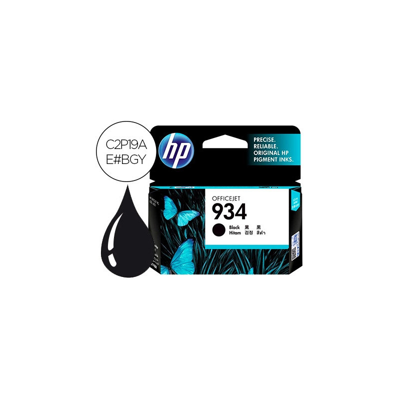 Cartouche hp 934 jet d'encre c2p19ae couleur noir 400p