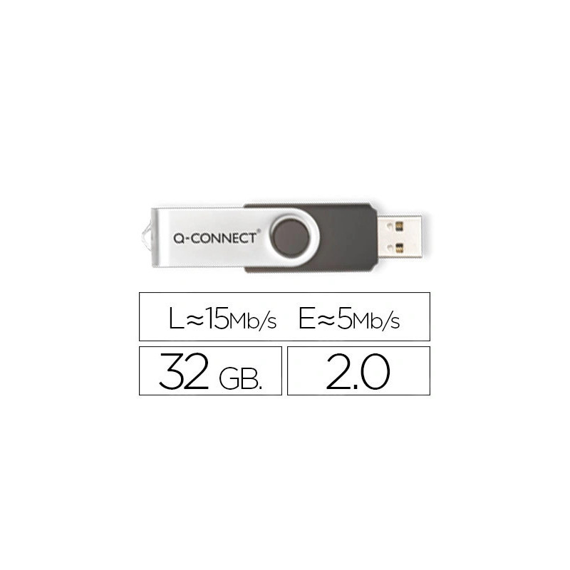 Clé usb q-connect 2.0 32gb vitesse lecture 18mb/s écriture 12mb/s capuchon rotatif