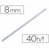 Anneau plastique à relier q-connect capacité 40f 8mm diamètre coloris blanc boîte 100 unités