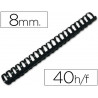Anneau plastique à relier q-connect capacité 40f 8mm diamètre coloris noir boîte 100 unités