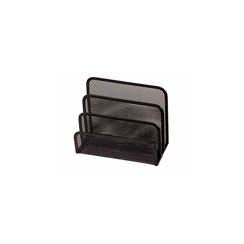 Trieur enveloppes q-connect métal mesh maille métallique 3 compartiments courrier 175x140x80mm coloris noir