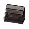 Trieur enveloppes q-connect métal mesh maille métallique 3 compartiments courrier 175x140x80mm coloris noir
