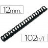 Anneau plastique à relier q-connect capacité 80f 12mm diamètre coloris noir boîte 100 unités