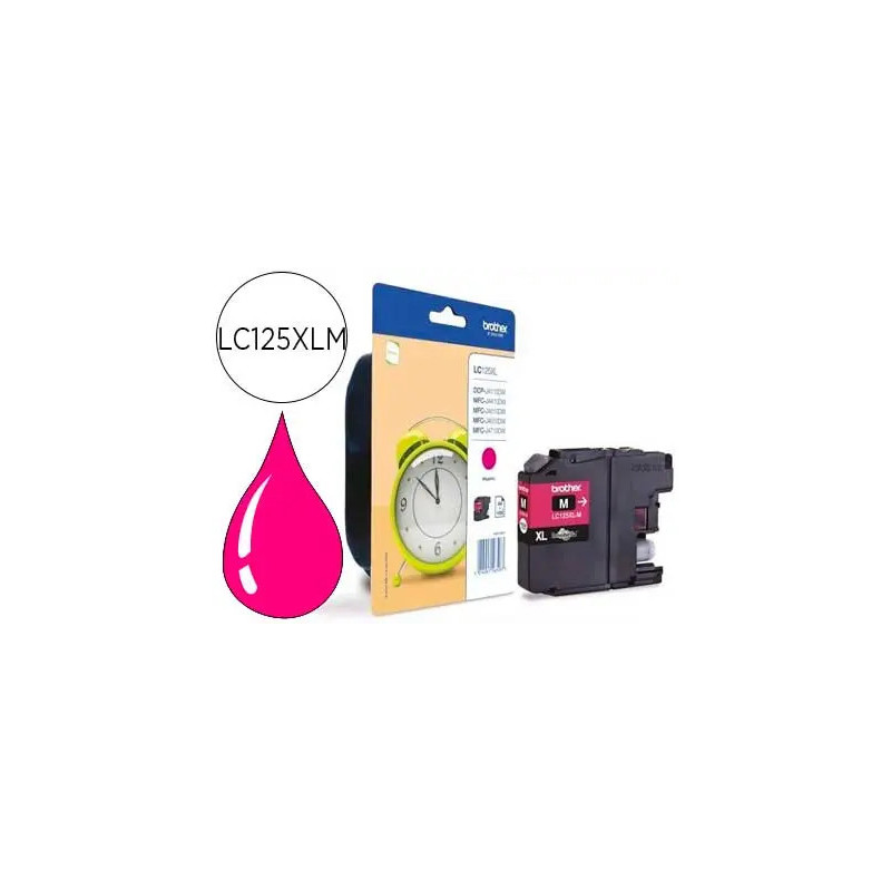Cartouche brother jet d'encre lc125xlm couleur magenta haute capacité 1200p