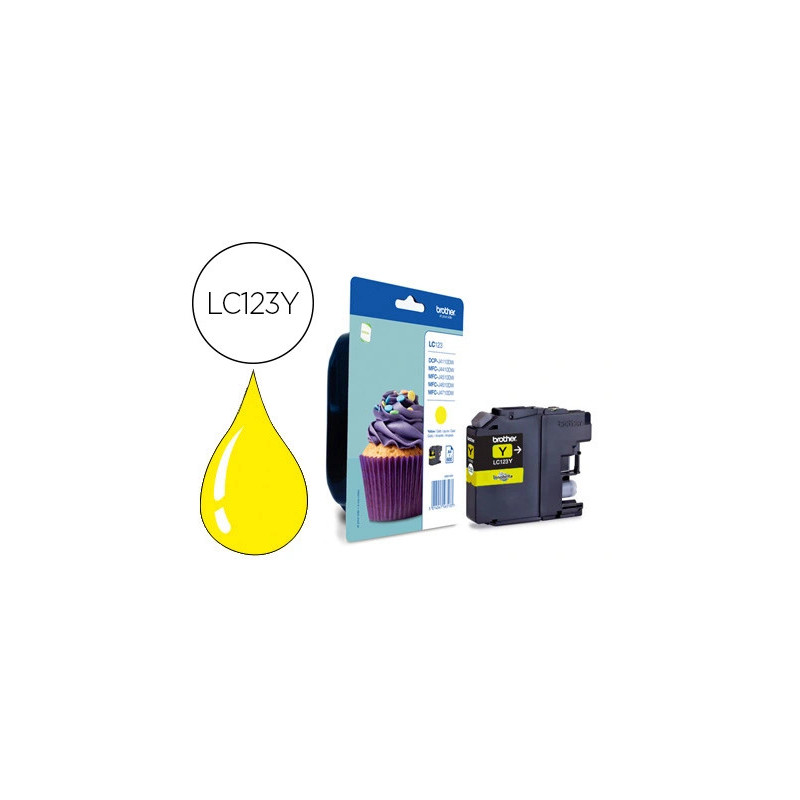 Cartouche brother jet d'encre lc123y couleur jaune 600p