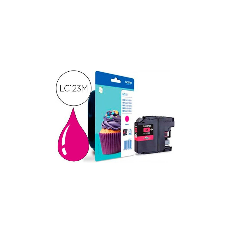Cartouche brother jet d'encre lc123m couleur magenta 600p