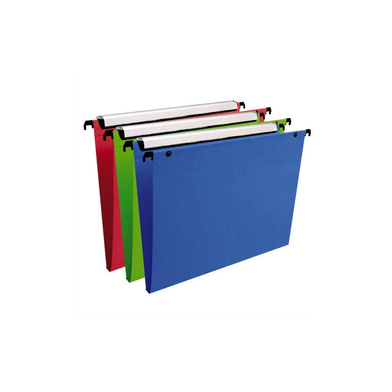 ESSELTE Paquet de 10 dossiers suspendus VMG TIROIR en polypro opaque. Fond 15, bouton-pression. Assortis