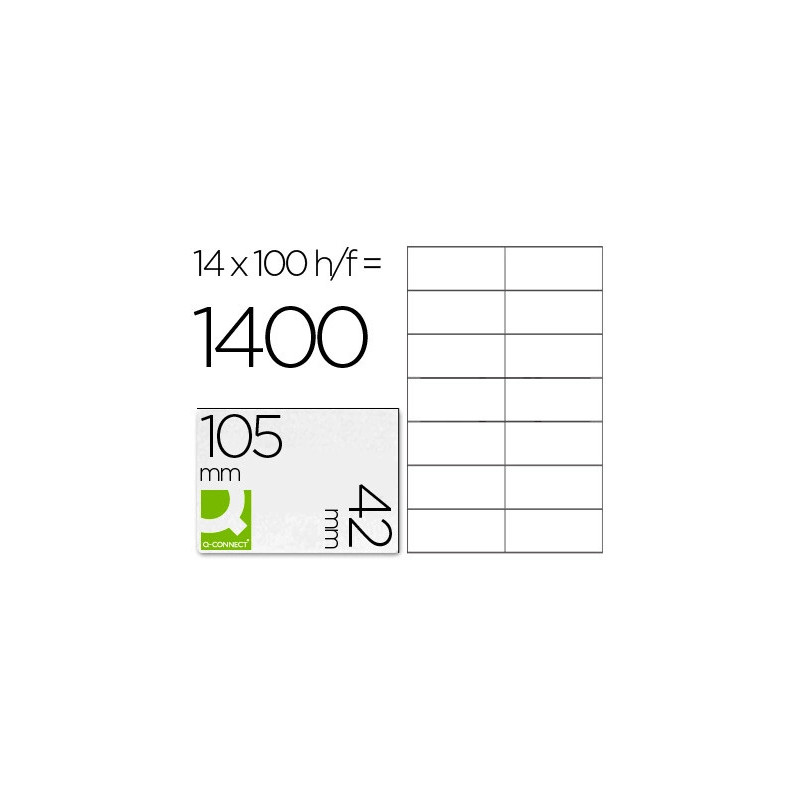 Étiquette adhésive q-connect 105x42mm coins droits imprimante jet d'encre laser copieur boîte 100 feuilles 1400 unités