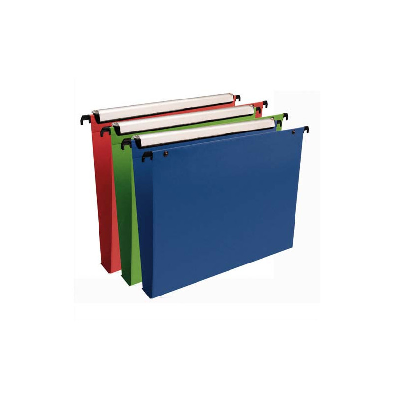 ESSELTE Paquet de 10 dossiers suspendus VMG TIROIR en polypro opaque. Fond 30, bouton-pression. Assortis