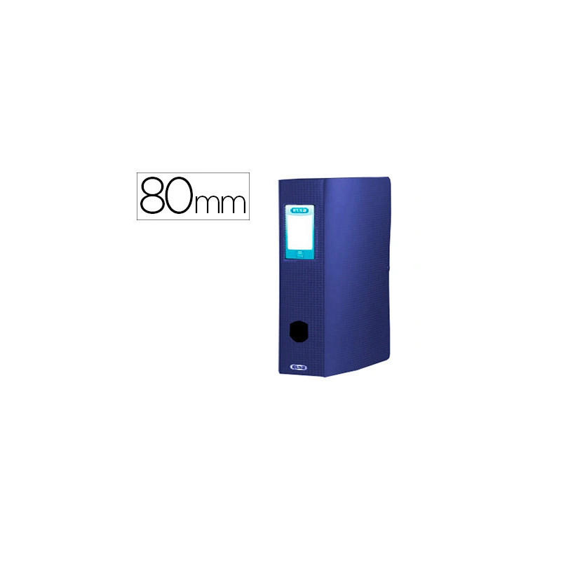 Boîte classement oxford memphis polypropylène opaque 7/10e dos 80mm bouton pression coloris bleu