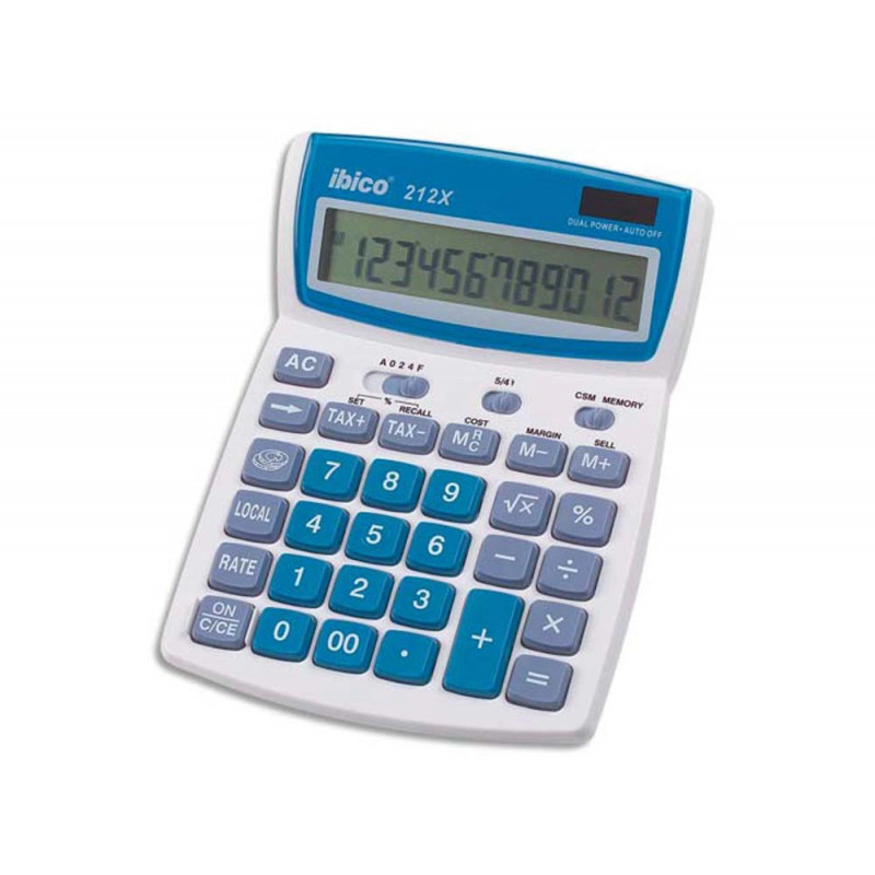Calculatrice ibico bureau 212x 12 chiffres franc/euro impôts mémoire correction entrée 190x140x32mm 200g